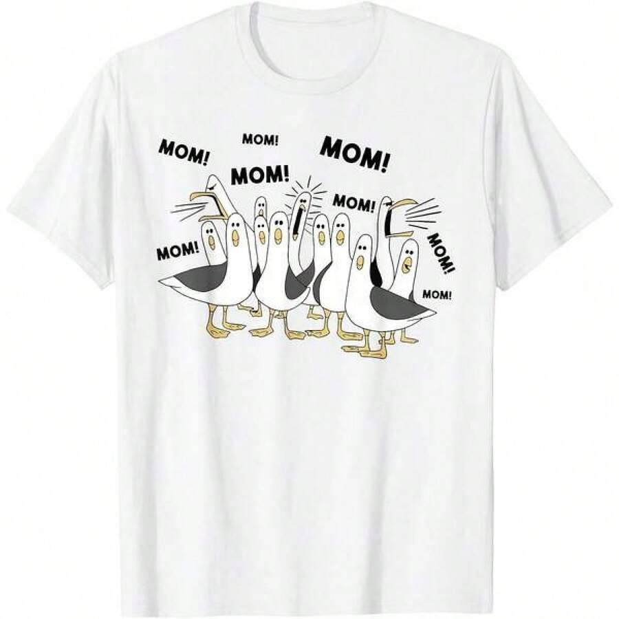 Camiseta Divertida de Mamá Gaviota, Vida Marina, Día de la Madre, Pájaro, Animal - Negro - Ver 1