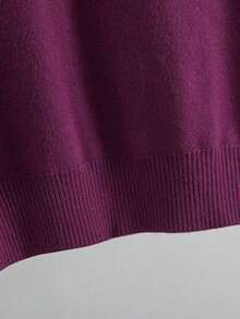Camiseta de punto de manga corta para mujer, suéter casual cómodo y suave con cuello polo, para primavera/verano - Rojo - Ver 7