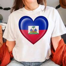 Camiseta de Haití para Mujer, Divertida, Estilo Y2K Harajuku, Ropa Femenina Divertida, Ropa Estética para Mujer - Blanco - Ver 8