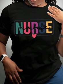 Camiseta de Enfermera Colorida con Diseño de Corazón para Enfermeras y Trabajadores de la Salud, Regalo Perfecto para Estudiantes de Enfermería o para el Día del Agradecimiento a las Enfermeras, 220g - Estilo Vintage Urbano, Unisex, de Algodón, Manga Corta, Cuello Redondo, 100% Algodón - Negro - Ver 3