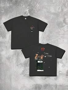 Camiseta Casual para Hombre con Estampado Gráfico de Larry Bird, Jugador de Baloncesto, 1 Pieza, 220g, 100% Algodón - Negro - Ver 6