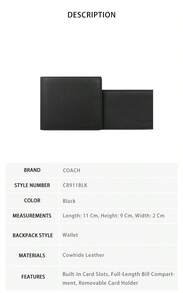 Ví nam Coach với logo cổ điển CR911BLK - Màu đen CR911BLK - Xem 8