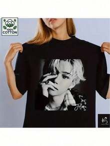 Camiseta negra algodón 100% 'Estilo urbano+moda juvenil' 'Confort+uso diario' 'Versatilidad+ocasiones casuales+unisex' 'Disponible en todas las tallas' 'Ropa moderna' 'Moda popular' - Negro - Ver 8