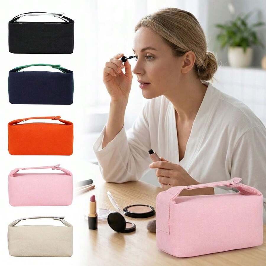 Fashionable Large Capacity Cosmetic Storage Bag Canvas Handheld Toiletry Bag Portable Travel Storage Bag Cosmetic Storage - Multicolor - View 1