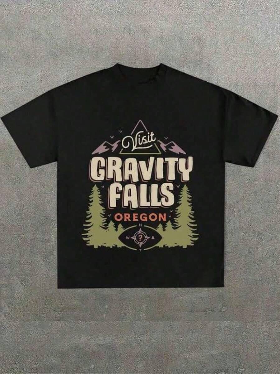 Camiseta unisex de manga corta, GravityCascadasAnimadoSerieHomenajeNegroCamiseta, CasualDigitalImprimirPuroPesadoTCamisa, 220gCamiseta,Regalo,Verano,UnisexveranoConjuntos de ropaParaJugadorashombre, , , Dazymujer,romwehombres, bohochic,maestrasregalos,camisetaparaconjuntos de mujercon curvasparamu,y2k, - Negro - Ver 1