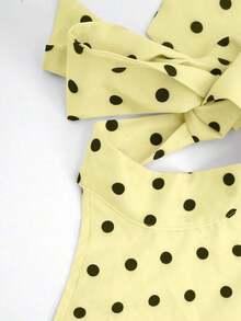 Vestido sin mangas de lunares beige para mujer, vestido casual y fluido para el verano, la playa y las vacaciones, elegante vestido de fiesta de verano - Amarillo - Ver 7