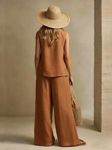 Women's One-Tone Outfit, A Refined Look For Everyday Wear - Caramel Color - View 5