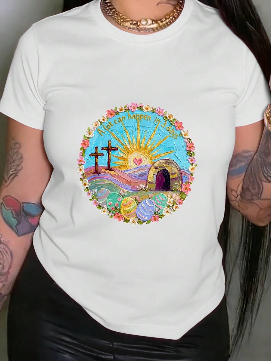Camiseta de Mujer: Han sucedido muchas cosas en los últimos tres días. Camiseta estampada con diseño, de manga corta y cuello redondo, estilo casual, adecuada para verano y primavera, ropa de mujer, Tops para Mujer. - Blanco - Ver 1