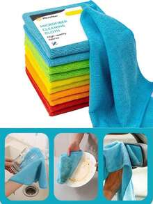 20Pcs/Pack Ultra-Soft Microfiber Cleaning Cloths, Dishwashing Cloth Household Rag Kitchen Bathroom Cleaning Towel Durable Absorbent Towel,30 Cm * 30 Cm, Random Colors, Absorbent Rags, Kitchen Cleaning Cloths, Glass Cleaning Cloths, Multi-Purpose Soft Quick-Dry Sponge Set - Kitchen Bathroom Hotel Home Cleaning - Random Color - View 4