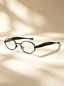 1PC Women's Oval Metal Frame Non-Prescription Glasses, Premium Textured Elegant Minimalist Office Professional Versatile Casual, Suitable For Daily Commuting, Reading,Fice, Preppy Style, With Glasses Box - Multicolor - View 4
