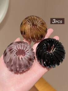 3入組可伸縮鳥巢髮夾，尺寸可伸縮調節，緊抓髮絲不易滑落，鏤空設計輕巧不壓髮，多色可選搭配各種穿搭，玳瑁花紋髮夾，專為女性與女孩設計的慵懶風度假海灘髮夾 - 彩色 - 查看 5
