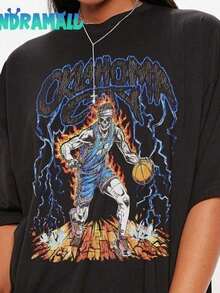 Camisetas vintage de baloncesto de los años 90 de Oklahoma City, sudadera retro de los Thunder de los años 90, playeras de baloncesto para mujer - Negro 8 - Ver 7