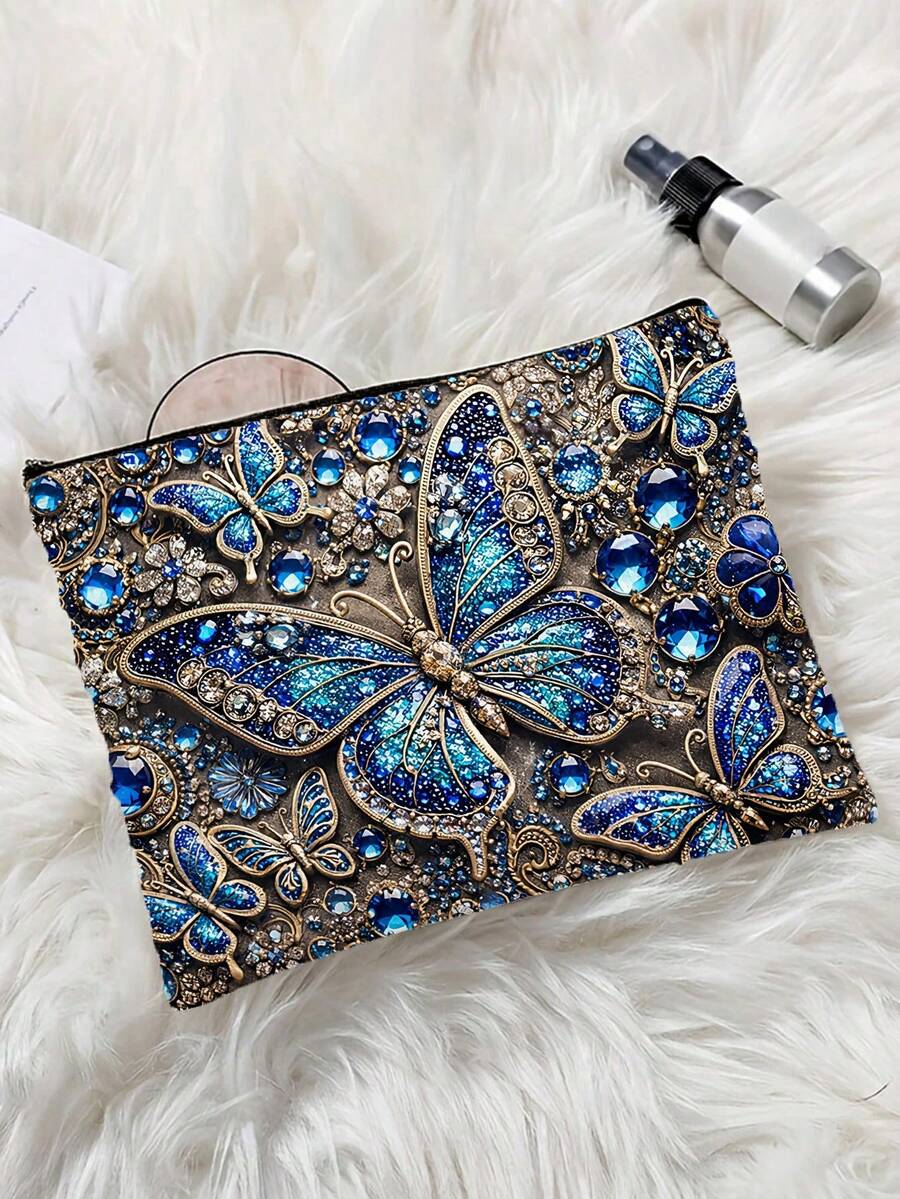 Tas Kosmetik Motif Kaktus Bercorak Zebra yang Modis dengan Desain AnDesign, Tas Perlengkapan Mandi Perjalanan dengan Resleting, Sempurna untuk Wanita dan Saudari. - MultiWarna - View 1