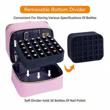 Nail Polish Cosmetic Storage Box Nail Polish Cosmetic Case Cosmetic Bag Toiletry Bag Cosmetic Storage Cosmetic Bag For Makeup Tools, Handheld Double Layer Storage Box Holds 30 Bottles (15ml/0.5 Fl Oz) With Adjustable Dividers, Portable Travel Multifunctional Storage Box - 彩色 - 查看 6