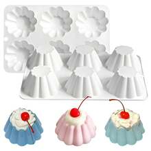 Silicone Pudding Mold, 6-Cavity Nonstick Jello Dessert Making Tray, Custard Mold For Mousse Cake, Candy Mold White .Perfect For Ice Cream, Chocolate & Desserts, Easy Clean & Release - White - View 10