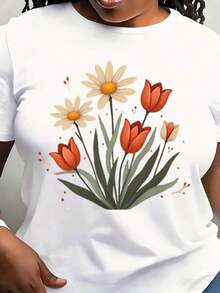Sudadera unisex teñida en pieza con diseño floral minimalista moderno para amantes de las cabañas, con margaritas color marfil y tulipanes terracota, estilo boho casual para el día a día. - Blanco - Ver 1