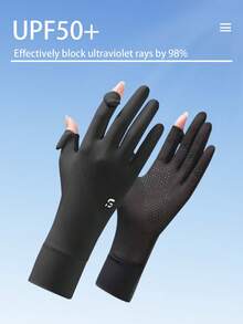 1 Pair Extra Long Ice Silk UV Protection Gloves, Women Anti-Slip Lightweight Touchscreen Gloves For Driving, Cycling, Motorcycle, Summer Essentials - A - View 11