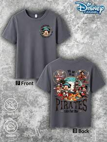 Disney Una camiseta de verano con un estampado gráfico de los personajes animados Judy y Nick: un regalo ideal para niños, apta tanto para niños como para niñas, para usar durante fiestas navideñas, comidas familiares, actividades al aire libre, viajes o visitas a parques temáticos. - Gris Oscuro - Ver 2