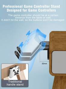 1pc No Drill Game Controller Wall Mount Holder Universal Stand Compatible With PS5 Compatible With PS4 Compatible With PS5 Compatible With Xbox Compatible With Switch Controllers Anti-Slip Padded Design Multi-Purpose Hook For Organizing Gaming Room - View 7