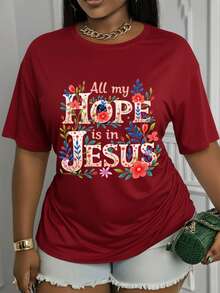 Suave, transpirable y ligera para comodidad durante todo el día - Camiseta de manga corta con cuello redondo y estampado con el diseño "Hope in '".Esta elegante camiseta para todas las estaciones presenta un diseño casual de cuello redondo y está confeccionada con un tejido suave y elástico.Lavable a máquina, diseñado para la comodidad.Cuello redondo clásico con un corte relajado que favorece todas las formas del cuerpo y es fácil de combinar con jeans, pantalones cortos y leggings. - Blanco - Ver 9