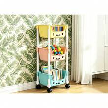Multi-Layer Rolling Storage Cart, Kids Toy Organizer With Wheels, Multifunctional Movable Trolley For Playroom Bedroom Bathroom Kitchen - View 9