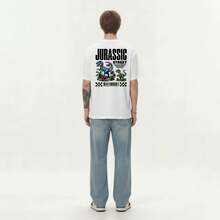 Boy Camiseta De Manga Corta De Estilo Retro Americano, Resistente, Unisex, Con Estampado De Dinosaurios JuráSicos. - Blanco - Ver 9