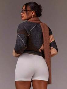 Shorts unicolor de talle alto - Blanco - Ver 2