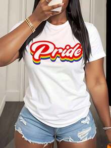 Unisex Pride Rainbow Cotton T-Shirt For LGBTQ Pride Month, Gay Pride Celebration, Event, Party, Casual Wear, 220g - Urban Vintage Style, Unisex Loose Fit Short Sleeve Crew Neck Cotton T-Shirt, 100% Cotton - 白色 - 查看 3