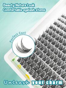 Racimos de pestañas de longitud mixta, extensiones de pestañas DIY 132 racimos de pestañas, extensiones de pestañas de volumen con pestañas individuales difuminadas para hacer en casa (8-16MIX) - C - Ver 3