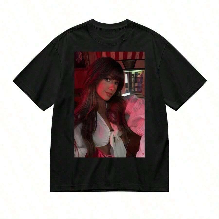 Ella Concert Bootleg Tee, 90s Retro Langley Country Singer Graphic T-Shirt, Unisex Cotton Tee Multi-A Casual And Versatile Solid-Colored Short-Sleeved T-Shirt For Women - 黑色 - 查看 1