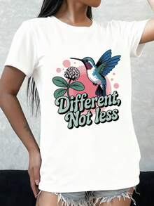 Única y no inferior a la ropa masculina, camiseta de mujer en color blanco con diseño estampado, una opción ligera adecuada para uso casual, una elección ideal para ropa de exterior en primavera y verano, camiseta estampada, ropa de estilo urbano, regalo de Pascua. Cómoda y versátil camiseta de manga corta. - Blanco - Ver 7