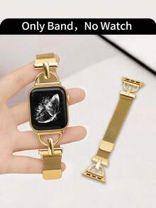 Huastonband 1件字母D時尚米蘭不鏽鋼金屬金色錶帶，適用於Apple Watch SE S11 S10 S9 S8 S7 S6 S5 S4 S3 S2 S1 智慧手錶，高級新款磁吸可調節錶帶，38mm 40mm 41mm 42mm 44mm 45mm 46mm 49mm 錶殼替換配件 - 金色 - 查看 3