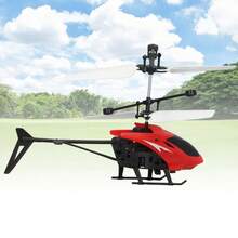 Remote Control Toy Helicopter For Children, Shock And Impact Resistant, With Lights, Stable Rotation And Speed Increase, Sensor Controlled Electric Flying Model, Interactive Outdoor Flying Toy For Boys And Girls. - Red - View 7