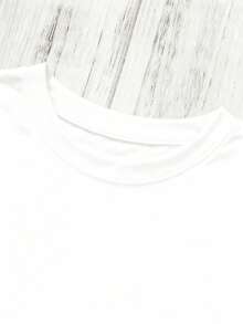 Camiseta de diseño simple y versátil con estampado de corazón, cruz y letras, transpirable y ligera, de tela cómoda para primavera y verano, camiseta de algodón informal y versátil para mujer con temática de fe española. - Blanco - Ver 3