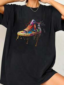 1 camiseta gráfica de Oktoberfest para mujer (tallas S-2XL) - Camiseta negra 100% de manga corta con cuello redondo, con diseño de jarra de cerveza colorida y texto en alemán, atuendo divertido para fiestas de Oktoberfest para amantes de la cerveza, informal, 180g, 100% algodón. - Negro 3 - Ver 1