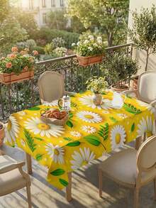 1/2pcs Tablecloth, Daisy Pattern Tablecloth, Polyester Material, Square Or Round Shape, Suitable For Kitchen, Dining Room, Coffee Table, Picnic, Camping, Countryside Decor, Protect Tabletop, Holiday Decoration, Fresh And Natural Style, Enhance Home Atmosphere - Multicolor - View 16