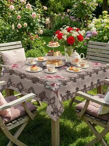 1/2pcs Tablecloth, Vintage Floral Pattern Polyester Tablecloth Suitable For Kitchen, Dining Room, Coffee Table, Dining Table, Picnic, Camping, Countryside Decor. Square And Round Shapes Available, Protect Tabletop, Decorate For Holidays, Multi-Scenario Use - Multicolor - View 15