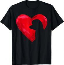 Camiseta con silueta de corazón de caniche, regalo para amantes de los perros en el Día de San Valentín, unisex, disponible en negro y blanco, regalos. - Negro - Ver 4