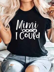Round Neck Camiseta De Regalo De La Abuela Mimi Para La Nieta Summer Essentials,Summer Outfits For Women,Graphic Tees Blusas Para Mujer Casual - Negro - Ver 6
