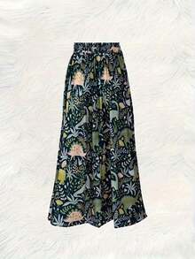 Vestido casual de mujer de longitud media con estampado, primavera/verano - Verde - Ver 2