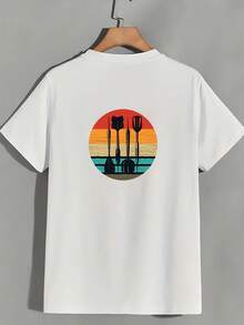 Women's 180g Short Sleeve T-Shirt, Classic Round Neck Top For Summer, Casual Daily Wear, Vintage Kitchen Utensil Print, Suitable For Family Gatherings, Office Team Building Gifts - Unisex Loose Cotton Short Sleeve Round Neck T-Shirt, Urban Vintage Style. - 白色 - 查看 2