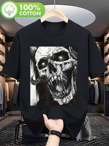 Camiseta unisex vintage para hombre con estampado divertido de estilo gótico - Estilo Dark Demon Witch Grunch con estampado de logotipo gótico misterioso - Camiseta casual de cuello redondo, adecuada para actividades al aire libre y fitness - Camisetas de primavera y verano para mujer, blusas de mujer, blusas casuales para damas, atuendos de fiesta, moda moderna, estilo callejero, ropa de uso diario, ropa para climas cálidos, ropa de uso diario de verano. - Negro - Ver 1
