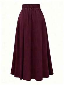 EARO Women's High Waist A-Line Skirt, Fashionable Suit Style, Flattering, Versatile, Elegant, Suitable For Office, Home, Daily Wear, Date Night, Autumn/Winter - 灰色 - 查看 4