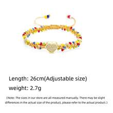 Colorful Seed Bead Heart Charm Bracelet Adjustable Multicolor Beaded Braided Cord With Zirconia Boho Jewelry For Women Daily Valentine's Day Gift - Multicolor - View 5