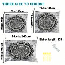 1pc Black & White Minimalist Mandala Bohemian Mandala Print Outdoor Sun Shade Cloth, Camping Canopy, Sun Shade For Garden, Patio, Beach, Camping, Outdoor Adventure, Picnic Mat (Poles Not Included) - Black and White Minimalist Mandala - View 3