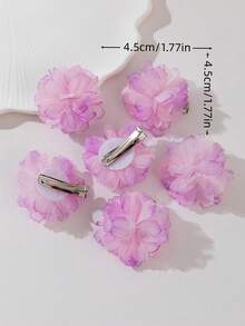 6 piezas Pinzas para el cabello con flores de rosa degradado, adecuadas para uso diario y vacaciones - Multicolor - Ver 5