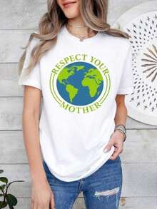 Camiseta "Madre Naturaleza", Camisa, Regalo para el Día de la Tierra - Blanco - Ver 7