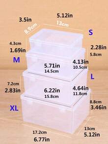 1pc Set Clear Snap-Lid Storage Boxes | Small Medium Large Sizes | Portable Organizer For Hair Accessories & Desk Items | Dustproof & Space-Saving - Ice Crystal Color - View 8