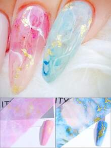 10 Pcs/Pack Marble Nail Foils Starry Sky Transfer Sticker Gradient Blooming Colorful Marble Pattern Starry Sky Paper DIY Salon Manicure Design For Women Nail Art Decoration Jewelry Decals - Multicolor - View 4