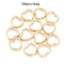 100 hạt/gói hạt đệm hình trái tim rỗng CCB, hạt đệm nhựa có mặt dây chuyền hình trái tim rỗng, phụ kiện tự làm trang sức tối giản cá nhân hóa cho vòng cổ, vòng tay, bông tai. - Nhẫn đính hạt - Xem 8